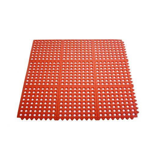 CAC China RMAT-33RD Floor Mat Rubber Interlocking Red 3x3'