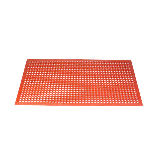 CAC China RMAT-35RD-B Floor Mat Rubber Beveled Edge Red 5x3'