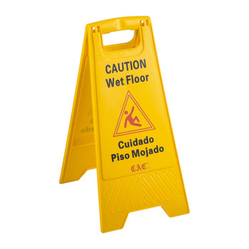 CAC China SCWF-A -inchesA-inches Shape Foldaway Sign English/Spanish Caution Wet Floor