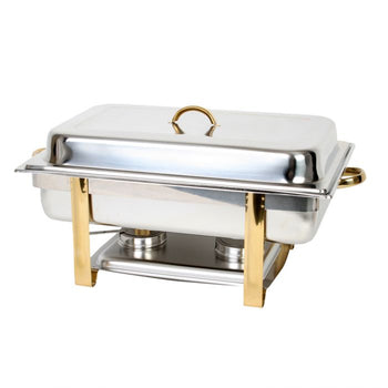 Thunder Group SLRCF0833GH 8 Qt Gold Accented Oblong Chafer - Set