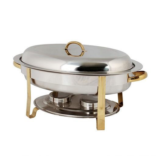Thunder Group SLRCF0836GH 6 Qt Gold Accented Oval Chafer - Set