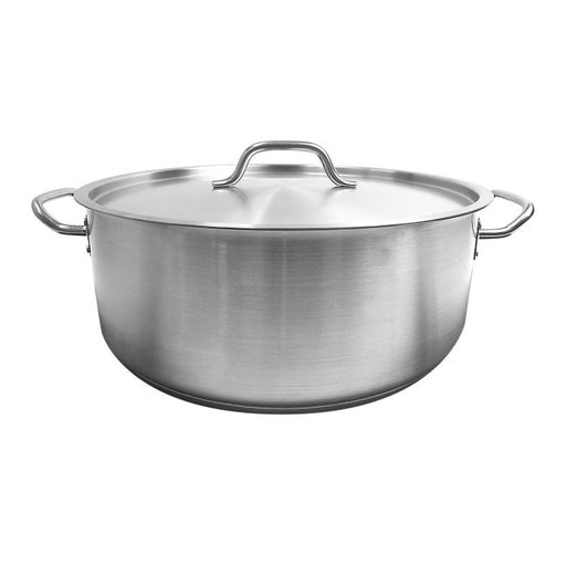 Thunder Group SLSBP4020 20 Qt, 16-1/2" Diameter Brazier Pot With Lid, Stainless Steel, Encapsulated Base, Dishwasher Safe, Standard Electric, Gas Cooktop, Halogen and Induction Ready, Oven Safe, Heavy-Duty, NSF