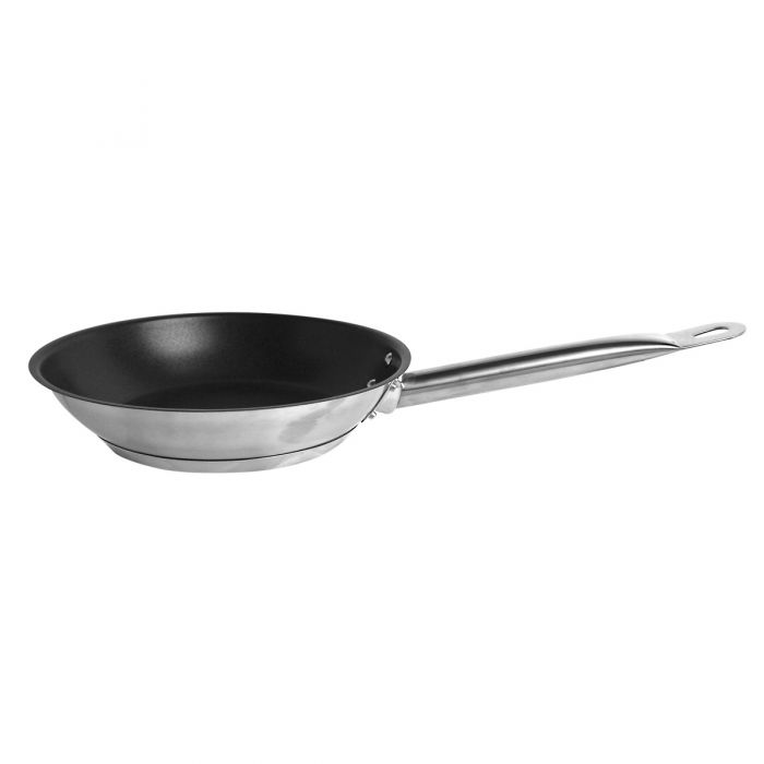 Thunder Group SLSFP4108 8" Diameter Non-Stick Fry Pan, Stainless Steel With Quantum 2 Coating Without Pfoa and Pfos, Encapsulated Base, Dishwasher Safe, Standard Electric, Gas Cooktop, Halogen and Induction Ready, Oven Safe To 500?F, Heavy-Duty, NSF