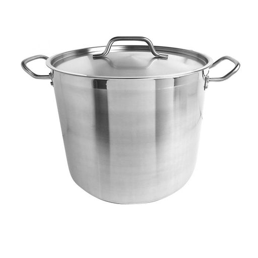 Thunder Group SLSPS4020 20 Qt, 12-3/8" Diameter Stock Pot With Lid, Stainless Steel, Encapsulated Base, Dishwasher Safe, Standard Electric, Gas Cooktop, Halogen and Induction Ready, Oven Safe, Heavy-Duty, NSF