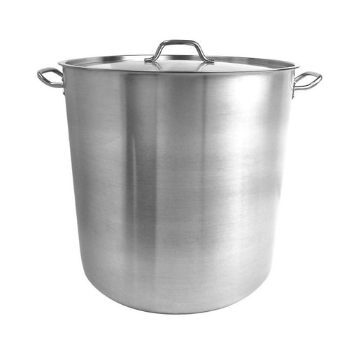 Thunder Group SLSPS4100 100 Qt, 20-1/2" Diameter Stock Pot With Lid, Stainless Steel, Encapsulated Base, Dishwasher Safe, Standard Electric, Gas Cooktop, Halogen and Induction Ready, Oven Safe, Heavy-Duty, NSF