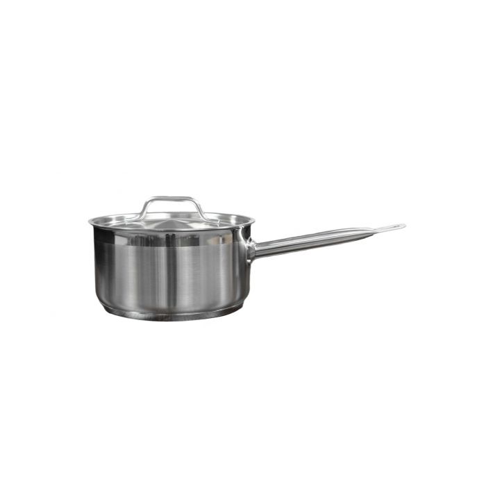 Thunder Group SLSSP4035 3-1/2 Qt, 8-3/8" Diameter Sauce Pan With Lid, Stainless Steel, Encapsulated Base, Dishwasher Safe, Standard Electric, Gas Cooktop, Halogen and Induction Ready, Oven Safe, Heavy-Duty, NSF
