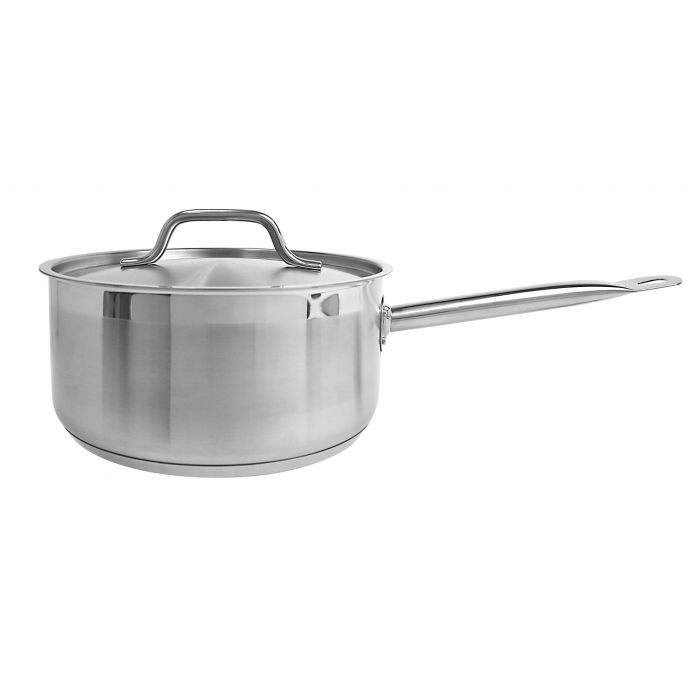 Thunder Group SLSSP4060 6 Qt, 10" Diameter Sauce Pan With Lid, Stainless Steel, Encapsulated Base, Dishwasher Safe, Standard Electric, Gas Cooktop, Halogen and Induction Ready, Oven Safe, Heavy-Duty, NSF