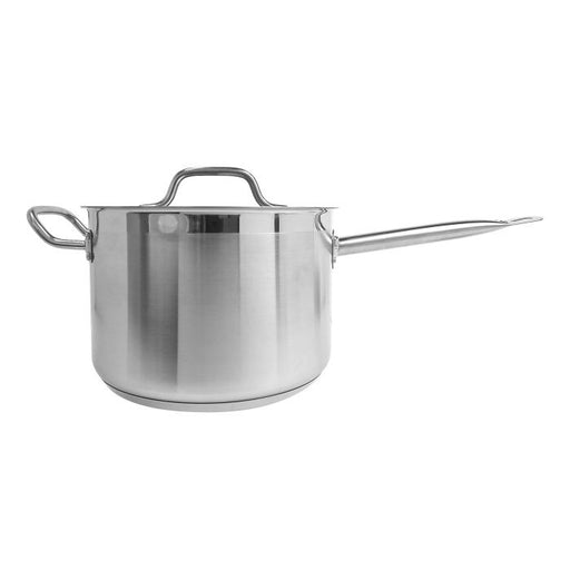 Thunder Group SLSSP4076 7-3/5 Qt, 10-1/4" Diameter Sauce Pan With Lid, Stainless Steel, Encapsulated Base, Dishwasher Safe, Standard Electric, Gas Cooktop, Halogen and Induction Ready, Oven Safe, Heavy-Duty, NSF