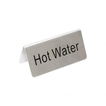 Thunder Group SLTS3155 Table Tent Sign, Hot Water, 3 X 1 1/2, Stainless Steel