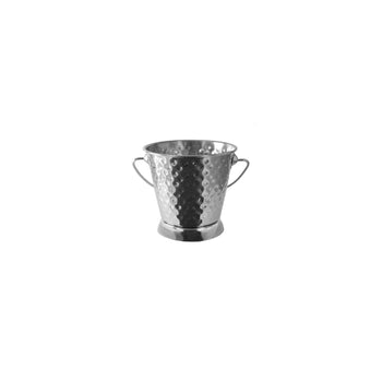 CAC China SMPL-35H Serving Pail with Handle Stainless Steel Mini Hammered 3-1/2-inches Diamater x 3-5/8-inches Height