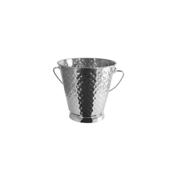 CAC China SMPL-5H Serving Pail with Handle Stainless Steel Mini Hammered 5-inches Diamater x 5-inches Height