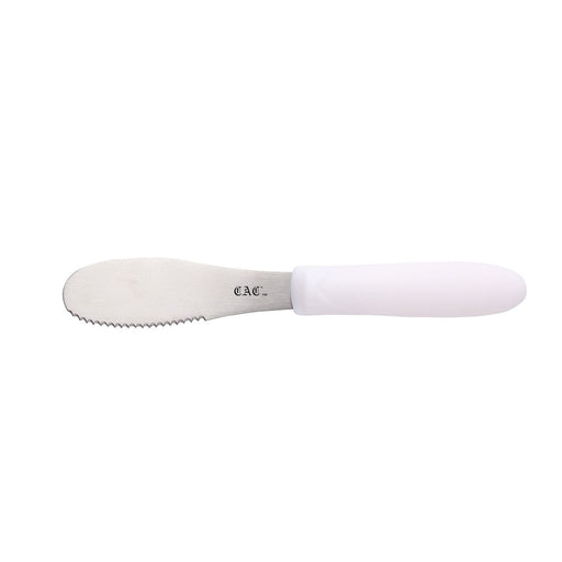 CAC China SPSP-4WT 3-7/8-inches Blade Stainless Steel Serrated Spreader White Plastic Handle