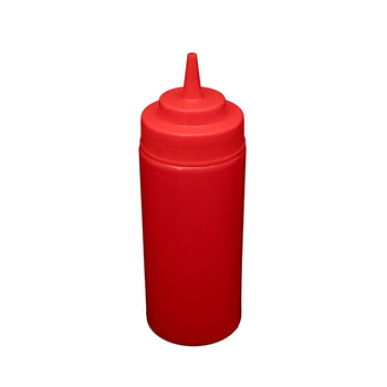 CAC China SQBT-W-16R 16 oz. Wide-Mouth Squeeze Bottle, Red, 6-PC/Pack