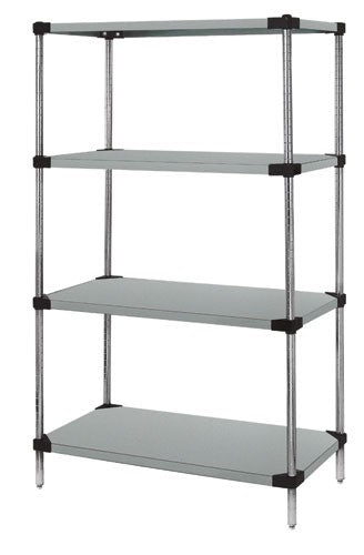 Quantum Storage Solutions WRS4-86-2436SS Stainless Solid Shelving Starter Kit 