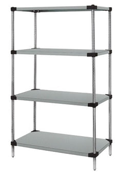 Quantum Storage Solutions WRS4-86-1442SS Stainless Solid Shelving Starter Kit 