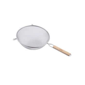 CAC China SSTR-11S Single Mesh Strainer Stainless Steel with Wood Handle 11-inches Diamater