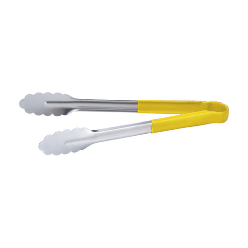 CAC China STCH-12YL 12-inches Stainless Steel Tong with Yellow Handle