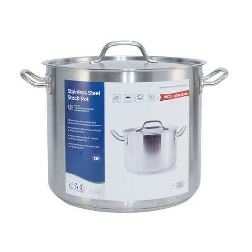 CAC China STKP-32 Stock Pot Stainless Steel with Lid 32 quart