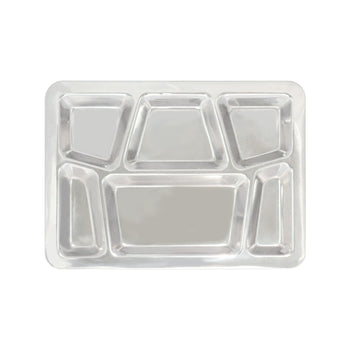 CAC China STRY-6T Stainless Steel Tray 6-Compartment with Trapezoid Center