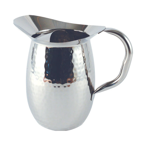 CAC China SWPH-2G 2 quart/64 oz. Hammered Stainless Steel Pitcher with Ice Guard