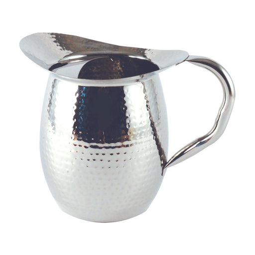 CAC China SWPH-3G 3 quart/96 oz. Hammered Stainless Steel Pitcher with Ice Guard