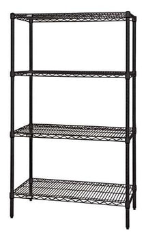 Quantum Storage Solutions WR63-2436BK Epoxy Coated, Black Wire Shelving Starter Kit 