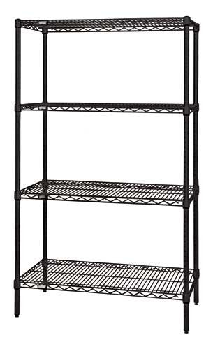 Quantum Storage Solutions WR63-2436BK Epoxy Coated, Black Wire Shelving Starter Kit 