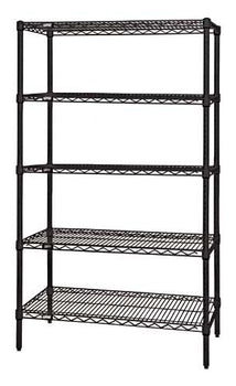 Quantum Storage Solutions WR54-3648BK-5 Epoxy Coated, Black Wire Shelving Starter Kit 