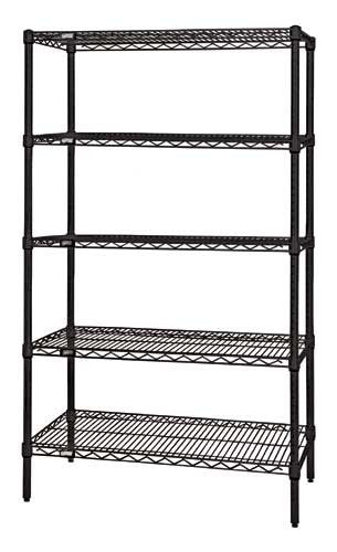 Quantum Storage Solutions WR74-1424BK-5 Epoxy Coated, Black Wire Shelving Starter Kit 