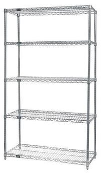 Quantum Storage Solutions WR74-2436C-5 Chrome Wire Shelving Starter Kit 