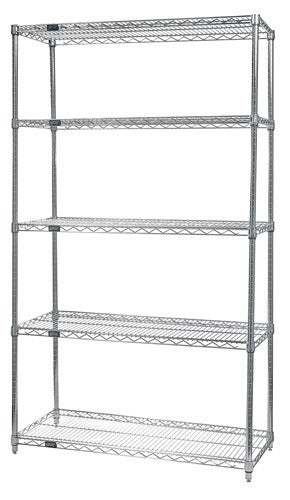 Quantum Storage Solutions WR74-2436C-5 Chrome Wire Shelving Starter Kit 