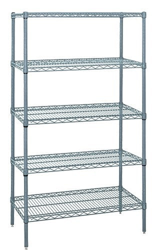 Quantum Storage Solutions WR54-2142GY-5 Epoxy Coated, Gray Wire Shelving Starter Kit 