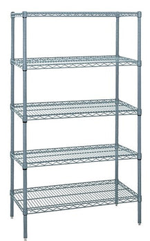 Quantum Storage Solutions WR54-1424GY-5 Epoxy Coated, Gray Wire Shelving Starter Kit 
