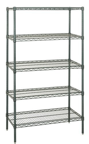 Quantum Storage Solutions WR74-2436P-5 Epoxy Coated, Green Wire Shelving Starter Kit 