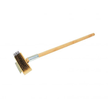 Thunder Group WDBS027H 27" Heavy Duty Wire Brush With Scraper and Long Wood Handle - Set